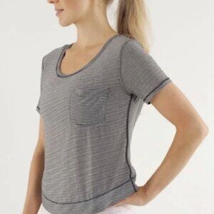 Lululemon Calm Tee  Brand NWT black and white stripe  Size 8